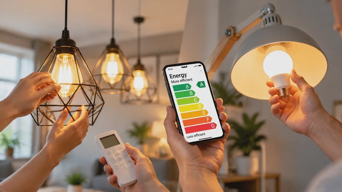 Pick a room you use daily and that has obvious opportunities—drafty windows, old lighting, a space heater that runs constantly, or an entertainment center that stays powered all the time